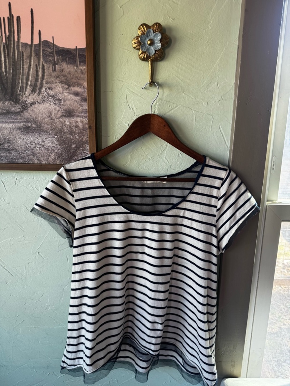 Pilcro and the Letterpress | Anthropologie Tee Size Medium Blue Stripe